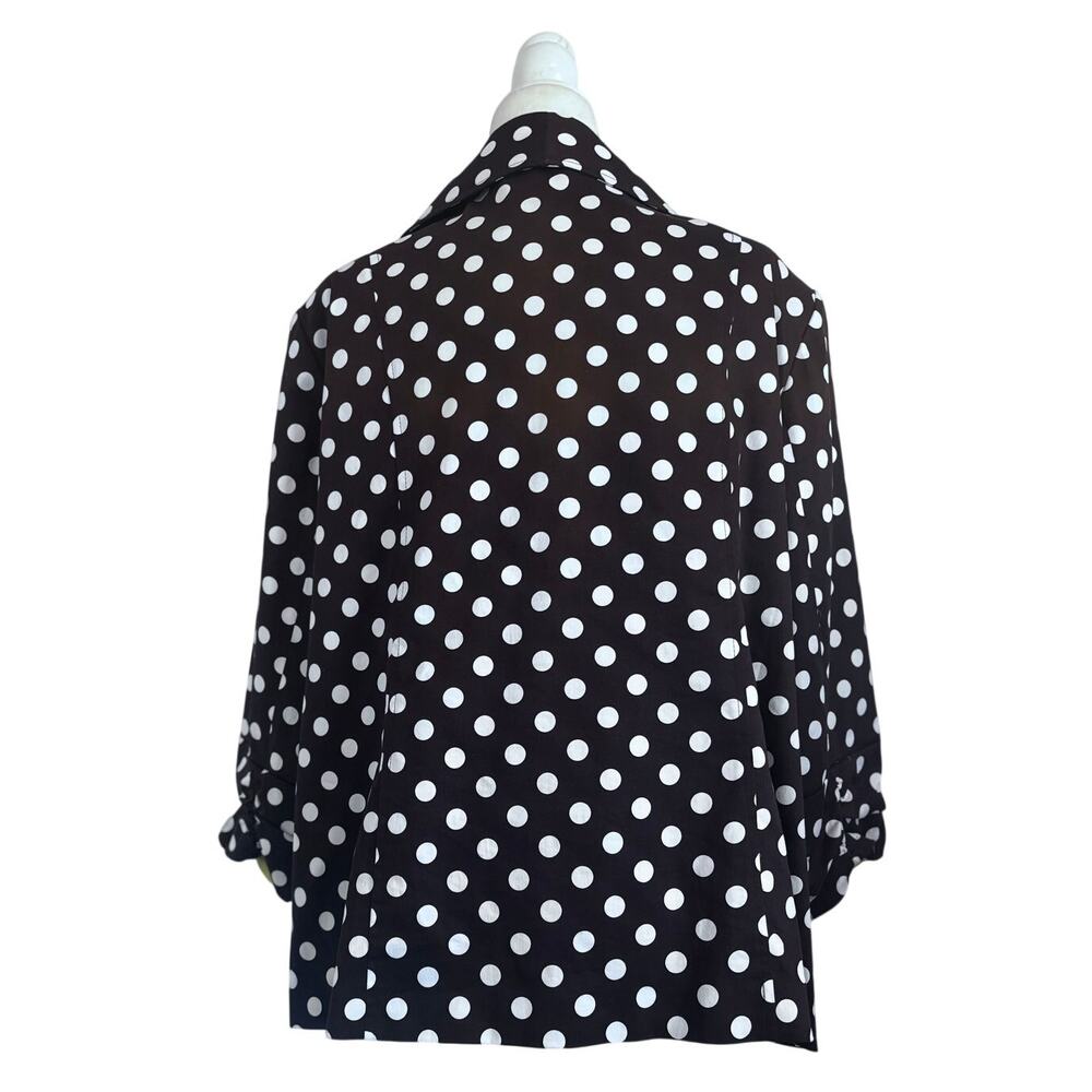 Susan Graver Brown White Polka Dot Open Front Jacket Blazer Yellow Lined 2X - Picture 3 of 8